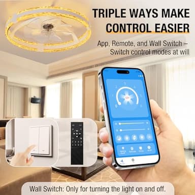 SKRFORM Ceiling Fans with Lights and Remote, 20'' Low Profile Flush Mount Ceiling Fan with 6 Speeds & 3 Color Temperature, 3000-6500K Dimmable Led Fandelier for Bedroom Livingroom, White - Image 5