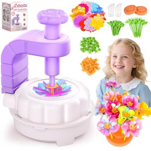windpaint Toys for Girls 3 4 5 6 7 8 9 10 Years Old, DIY Craft Kits for Kids, Fabric Flower Bouquets for Girls Gifts, Educational Learning Detective Toys for Toddler Kids,Birthdays Gifts (Purple) - Image 1