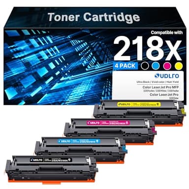 218X Toner Cartridges 4 Pack -218A MFP 3301fdw Toner Replacement for HP 218A 218X Work with Color Laser Pro 3301FDW 3301CDW 3201DW 3301SDW Printer Ink, 218X W2180X (No Chip, Black Cyan Yellow Magenta) - Image 1