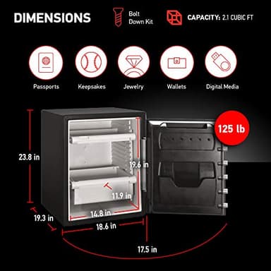 SentrySafe Black Fireproof Waterproof Floor Safe with Dial Combination Lock for Home or Office, 2.05 Cubic Feet, SFW205CWB - Image 6