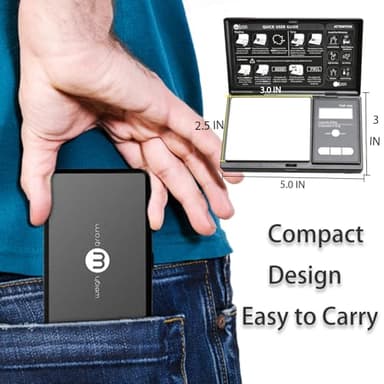 Weigh Gram 200g Digital Pocket Gram Scale 0.01g Accuracy, 200g x 0.01g Mini Digital Grams Scale, Small Food Scale, Jewelry Scale, Ounces Grains Scale With100g Calibration Weight - Image 2