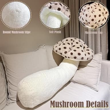 Hofun4U Mushroom Plush Pillow - 51 inch Mushroom Shaped Stuffed Long Pillow - Mushroom Stuffed Pillow - Christmas Birthday Sofa Home Decoration (Brown) - Image 4