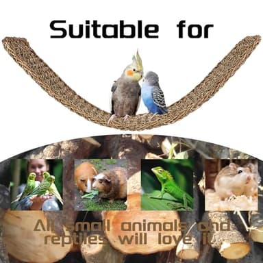20.5 x 7.9 Inches Bird Seagrass Mat, Natural Grass Woven Bird Net Hammock Mat, Climbing Rope Ladder Chew Toy, Bird Cage Accessories for Parrots, Psittacines, Cockatiels, Hamsters, Lovebirds（2 Pack） - Image 2