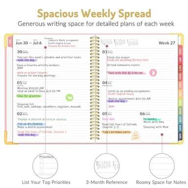 Forvencer Academic Planner 2025-2026, Hardcover Weekly & Monthly Calendar Planner, July 2025 - June 2026, 8.5" x 11", Daily Agenda Book with Tabs, College Organizer Notebook, School Supplies for Student Teacher Classroom, Pink - Image 3