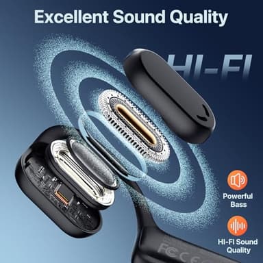 CPTEA Bluetooth Headset with Microphone, Open Ear Headphones, Dual Connect Bluetooth 5.4 Headphones with Noise Cancelling & Mute, Wireless Headset with Mic for Work, Mobile, Tablets, Laptops - Black - Image 4