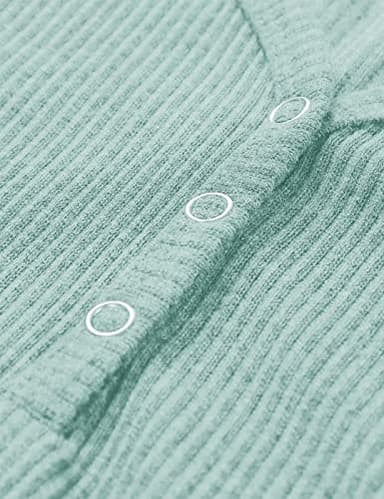 MEROKEETY Women's V Neck Tank Tops Summer Sleeveless Ribbed Button Casual Henley Shirts, LightBlue, M - Image 5