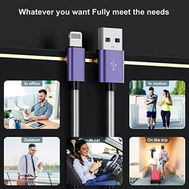 2Pack 10ft iPhone Charger Cable, [ Apple MFi Certified ] Long Lightning Cable 10 Foot, High Fast 10 Feet Apple Charging Cable Cord for Apple iPhone 14/14 Pro Max/13 Mini/12/11/XS/XR/8/7Plus/6s/5s iPad - Image 9