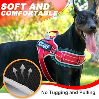 Neck Padded Dog Vest Harness and Leash Set, No Pull Adjustable Service Pet Harness with 8 Dog Patches, Reflective in Training Easy Control Pet Vest with 5ft Dog Leash for Medium & Large Dogs - Image 4