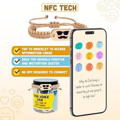 60 Dad Jokes Cards Jar, NFC 1000 Dad Jokes Bracelet, Funny Birthday Gift for Dads Men, White Elephant Gifts for Adults, Men Granpa Gift, Funny Gag Gifts - Image 4