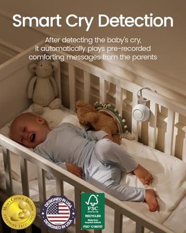 CHICWAY 2025 Mom's Choice Awards, Portable Sound Machine for Baby Adult, AI Cry Detection, 18 Soothing Sound, Bluetooth Rechargeable White Noise Machine for Home Office Travel, Nursery Light, Gray - Image 3