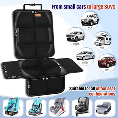 Bacgnyer Car Seat Protector, 2 Pack of Seat Protectors, Thickest Padded 600D Fabric Padding, Waterproof, Durable, Anti Slip Backing, Child Seat Protection, Suitable for Babies, Toddlers, Children - Image 3