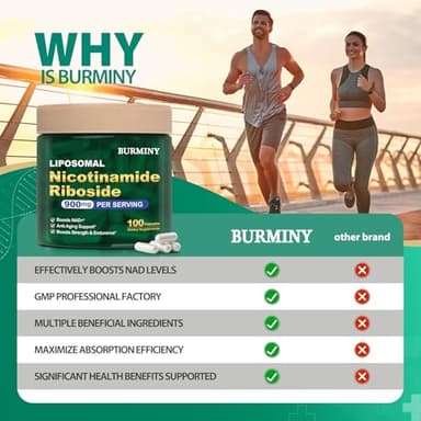 BURMINY NAD Supplement, NAD Nicotinamide Riboside Resveratrol 900mg - NMNH Supplement Alternative - High Purity Liposomal NR Supplements for Anti-Aging, Energy, Focus - 50 Day Supply - Image 6