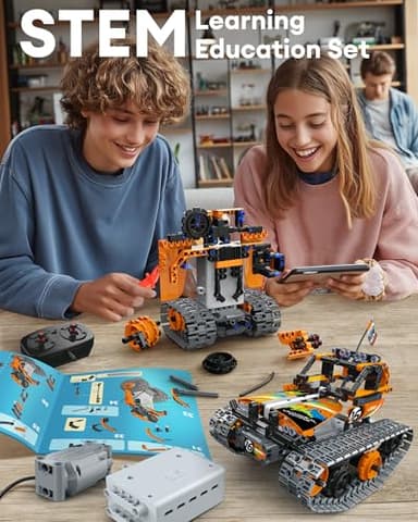 Opmind 5 in 1 STEM Remote Control Building Kit, 392Pcs Blocks Erector Projects Set Toys for Kids Age 8-12, Build a Tank/Robot/AVT DIY Science Educate 6 7 9 10 11 Years Old for Boys & Girls Gift Ideas - Image 2