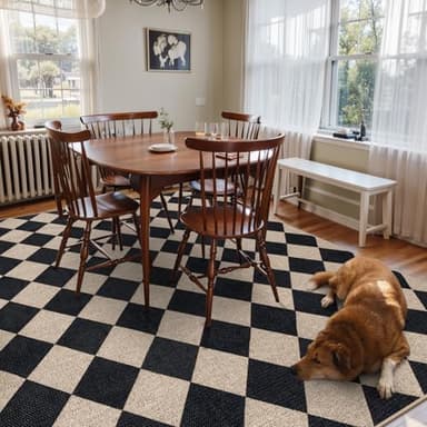 Lahome Checkered Easy Jute Outdoor Rug, Large 6x9 Rug for Living Room Checkerboard Indoor Outdoor Carpet, Farmhouse Patio Office Mat Geometric Non Slip Black Carpet for Backyard Dining Room - Image 6