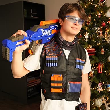 UWANTME Kids Tactical Vest Kit for Nerf Guns Elite Series with Refill Darts,Tactical Mask Wrist Band,Protective Glasses,Toys for 7 8 9 10 12 Year Old, Orange - Image 7