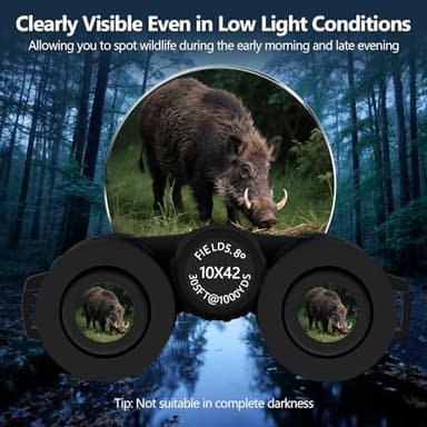 10x42 High Powered Binoculars for Adults, Kttrey Compact Waterproof Binoculars with Clear Low Light Vision for Bird Watching, Hunting, Cruise, Stargazing and Travel, Includes Carrying Bag and Strap - Image 6
