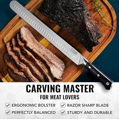 Cutluxe Slicing Carving Knife – 12" Brisket Knife, Meat Cutting and BBQ Knife – Razor Sharp German Steel, Sheath Included, Full Tang, Ergonomic Handle Design – Artisan Series - Image 6