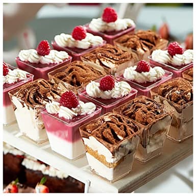 EASERCY 50 Pack 5 oz Plastic Dessert Cups with Lids, Yogurt Parfait/Appetizer Cup with Lids for Party, Mini Dessert Cups with Spoons Dessert Shooter Cups for Pudding, Fruit and Ice Cream - Image 2