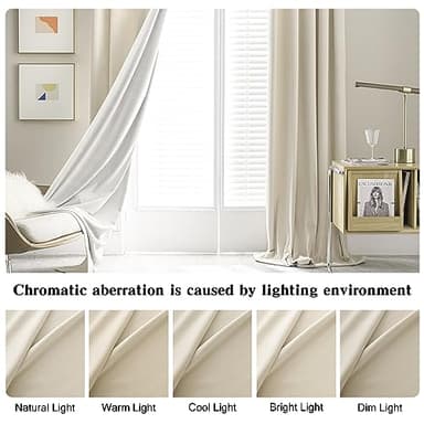MUMFAS Velvet Curtains 120 Inches Long Floor to Ceiling Backdrop Extra Long Tall Curtains Drapery for Living Room, Ivory/Off White, Back Tab Rod Pocket 52 by 120 Inches Long 10 FT/Feet Length - Image 7