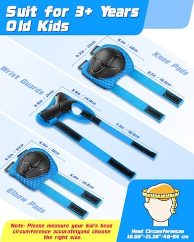 Kids Bike Helmet Set, Adjustable Helmet for Ages 3-10 Year Boys Girls, Pad Set with Knee and Elbow Pads for Bike, Roller, Skating, Scooter, Longboard and More Sports - Image 3