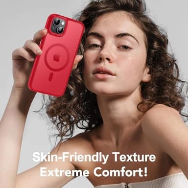 Thomo Strong Magnetic for iPhone 13 Case & iPhone 14 Case [Compatible with Magsafe] Translucent Matte Slim Shockproof Women Girl Anti-Fingerprint Protective Case for iPhone 14/13 6.1", Red - Image 7