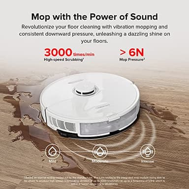 roborock S8 Robot Vacuum and Mop Cleaner, DuoRoller Brush, 6000Pa Suction, ReactiveAI 2.0 Obstacle Avoidance, Sonic Mopping, Auto Lifting Mop, Works with Alexa, Perfect for Pet Hair, White - Image 4