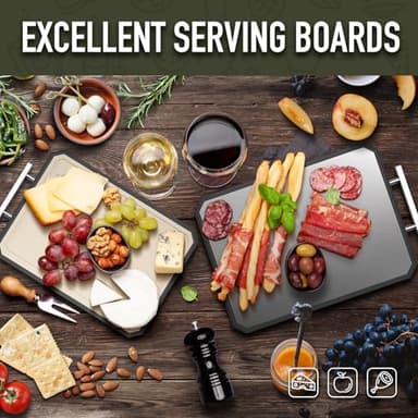 SNOWCLAD Stainless Steel Cutting Board,Double Sided Steel Cutting Board Set for kitchen,Stainless Steel/Wheat straw pp Large for meat,Dishwasher Safe [16 * 11+12 * 8.3 Inch] - Image 2