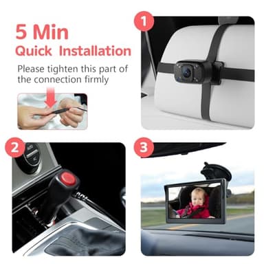 Itomoro Baby Car Camera, Dual Channel 5 inch Display with 2 IR Night Vision Camera, Easily Install Baby Car Mirror 1080P Clear Car Baby Camera for Rear Facing Seat Backseat ACZ403 - Image 7