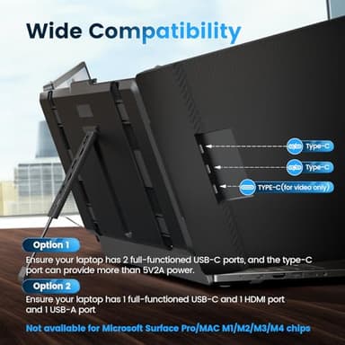 domyfan 14" Laptop Screen Extender, FHD 1080P IPS Triple Portable Monitor for Laptop, HDMI/USB-A/Type-C for Windows, Mac, Android, Chrome, Switch & PS5, Work with 13.3”-17” Laptops - Image 4