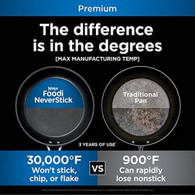 Ninja NeverStick Premium Hard-Anodized 10 Piece Pots & Pans Set, Nonstick Cookware Set, Durable, Oven Safe to 500°F, Slate Grey, C39500 - Image 2