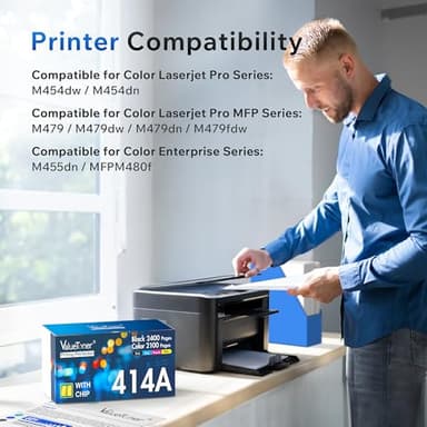 414A Toner Cartridges 4 Pack (with Chip) - MFP M479fdw Replacement for HP 414A HP 414X Toner for HP Color Laserjet Pro MFP M479fdw M479fdn M479dw Pro M454dw M454dn M479 M454 M480f Printer丨W2020A - Image 2