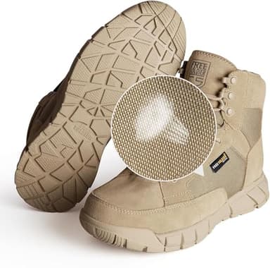 FREE SOLDIER Waterproof Hiking Work Boots Men's Tactical Boots 6 Inches Lightweight Military Boots Breathable Desert Boots(Tan 7.5) - Image 4