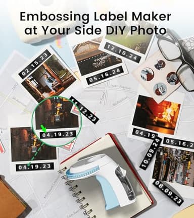 Embossed Label Maker Machine with Tapes, 3D Label Maker Vintage, Retro Embosser Label Maker Machine with 3Rolls Embossing Tapes, Old School Embossing Labeler for Home Kitchen Office and DIY, Blue - Image 8