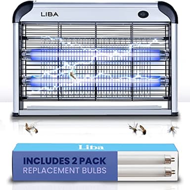 LiBa Electric Bug Zapper, Indoor Insect Killer - (2) Extra Replacement Bulbs - Fly, Mosquito Killer and Repellent - Lightweight, Powerful 2800V Grid, Easy-to-Clean, with a Removable Washable Tray. - Image 1