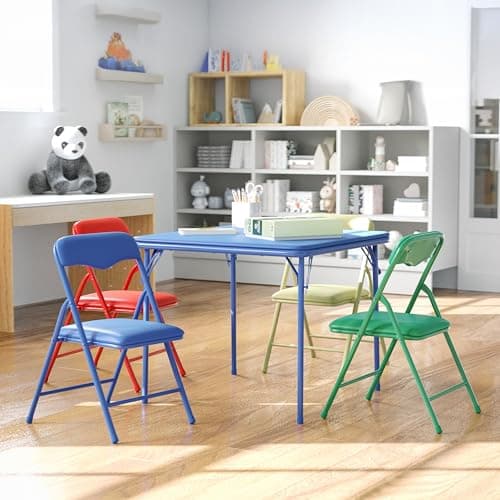 Flash Furniture Mindy Kids 5-Piece set Folding Square Table and Chairs Set for Daycare and Classrooms, Children's Activity Table and Chairs Set, Multicolor - Image 1
