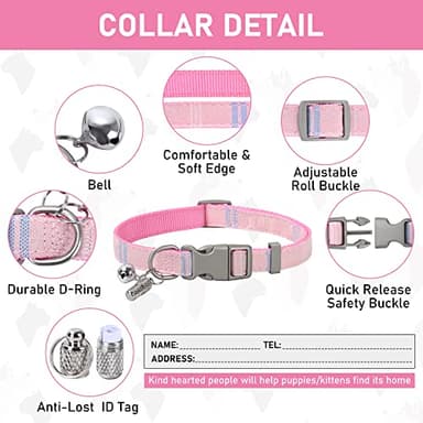 GAMUDA Dog Harness Collar and Leash Set, Dog Harness, No Chock No Pull Adjustable Vest Harnesses Plaid Reflective for Medium Dog, Cat, Small Horse, Small Bull and Pig (Pink, XL) - Image 4