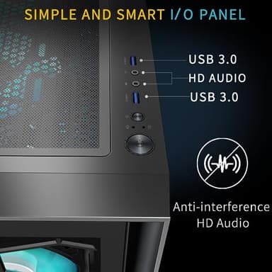 MUSETEX ATX PC Case, 6 PWM ARGB Fans Pre-Installed, Computer Case with Opening Tempered Glass Door, Mid Tower Gaming PC Case, USB 3.0 x 2, Black, G07 - Image 5