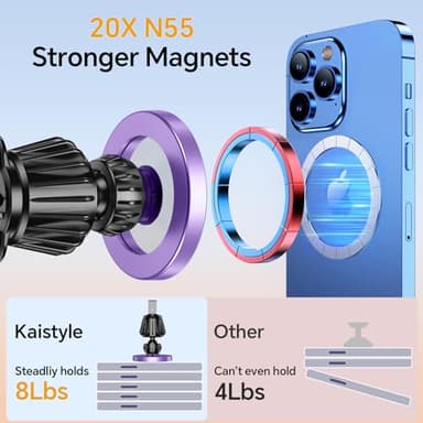 Kaistyle for Magsafe Car Mount【20 Strong Magnets】Magnetic Phone Holder for Car Phone Holder Mount Dash Mounted Holders Cell Phone Holders for Your Car Accessories for Women Men for iPhone 17 16 15 14 - Image 4