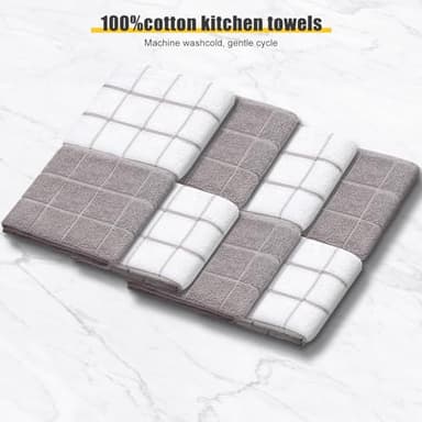 Oven Mitts Kitchen Towels Dishcloths with Pot Holders Sets 12PCS, Dish Towels Sets, Oven Gloves Pot Pads Heat Resistant 500 Degrees with Non-Slip Silicone Surface for Cooking Baking Grilling-Gray - Image 4