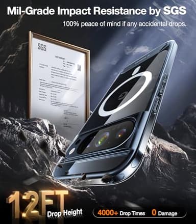 TORRAS Magnetic & Stand for Google Pixel 9 Pro Case/Pixel 9 Case, Fit for MagSafe, 12FT Mil-Grade Drop Protection, Slim Fit for Google Pixel 9/9 Pro Phone Case with Built-in Kickstand, Crystal Clear - Image 5