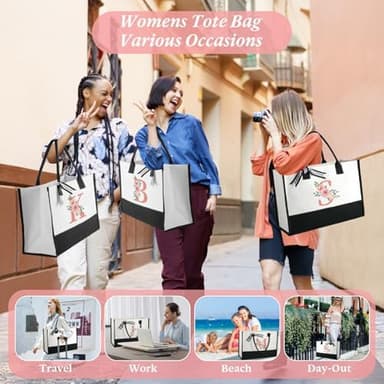 TRSODD Birthday Gifts for Women Mothers Day Gifts for Mom Wife Grandma Daughter Sister Teacher Tote Bag and Makeup Bag Set R - Image 7