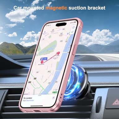 SKYLMW Compatible with iPhone 14 Pro Case with Invisible Magnetic O-Ring Stand Military-Grade Case for iPhone 14 Pro 6.1" [Compatible with Mag-Safe][Great Grip Feeling], Rose Gold - Image 5