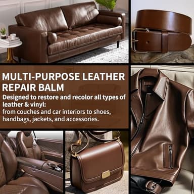 Leather Recoloring Balm and Scratch Repair Kit, Medium Brown Leather Restorer for Couches, Furniture, Car Seats, Leather Paint & Stain for Sofa, Chairs, Bags, and More - Image 5