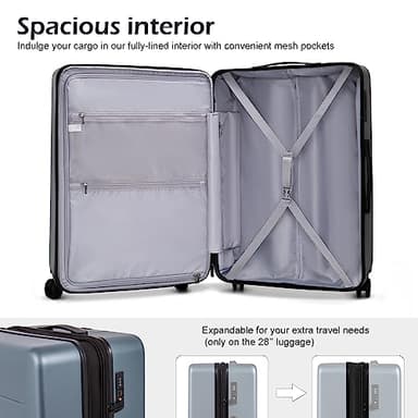 Coolife Carry-On Luggage, 20-inch Lightweight Hardshell, Airline-Certified ABS+PC, Pocket Compartment (White, 20-inch Carry-On) - Image 5