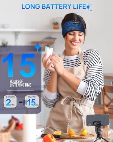 LC-dolida Sleep Headphones Headband Bluetooth 5.4, Sports Headband Earphones Wireless with Speaker Microphone USB C for Women Sleeping Gift Workout Jogging Yoga Insomnia Travel Meditation - Image 6