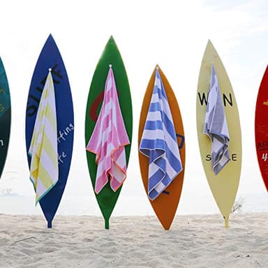 HENBAY Cotton Oversized Beach Towel - Large 70 x 35 Inch Pool Towel, Navy Blue Striped Quick Dry Swimming Cabana Towel - Image 3