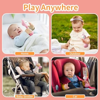 alilo Smarty Bunny Baby Rattle Musical Light Up Toys, Infants Newborns Baby Toys 0-3-6-12-18-24 Months,1 Year Old Boy Girl Gifts, 4 Music Modes and Color Recognition Function with 9 Color Card - Image 8