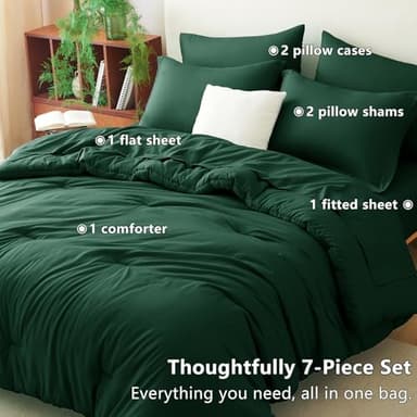 CozyLux King Comforter Set Emerald Green, 7 Pieces Bed in a Bag Bedding Comforter Set with Sheets, All Season Boho 7PC Bed Sets with Comforter, Fitted Sheets, Flat Sheets, Pillow Shams and Pillowcases - Image 6
