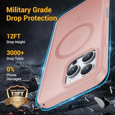 Temdan for iPhone 16 Pro Case [Compatible with MagSafe] [Military-Grade Drop Protection] [Anti-Fingerprint] [Anti-Scratch] Slim Silky-Soft Touch Translucent Matte Case 6.3 inch, Light Pink - Image 8
