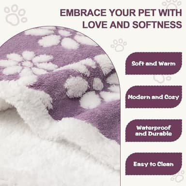 Yaning Waterproof Blanket for Dog Cat or Adult, Cute 3D Textured Flower Dog Blanket for Bed Couch Sofa, Soft Liquid Pee Proof Pet Furniture Protector, 50"x60", Purple - Image 3